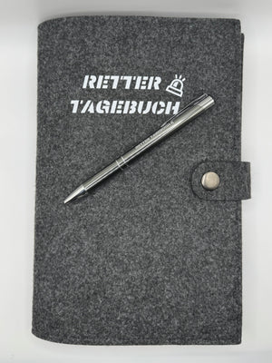 Handgefertigte Buchhülle Rettertagebuch