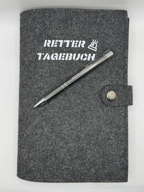 Handgefertigte Buchhülle Rettertagebuch