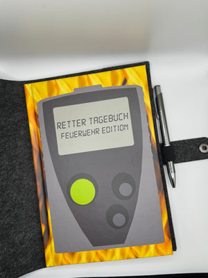 Handgefertigte Buchhülle Rettertagebuch